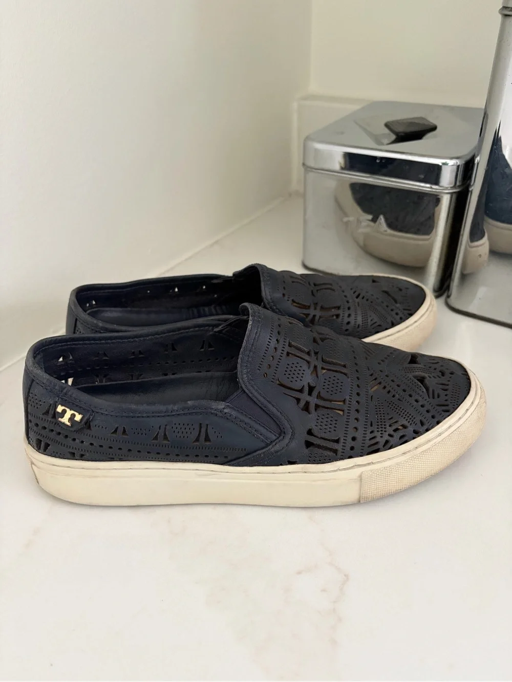 Tory Burch navy leather Slip-On Sneaker